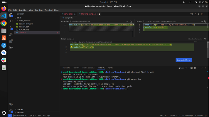 resolve conflicts in merge editor